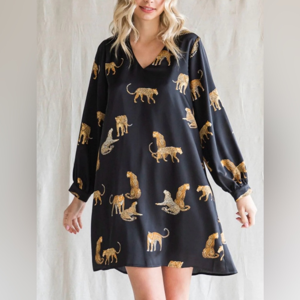 Boutique black cheetah mini dress